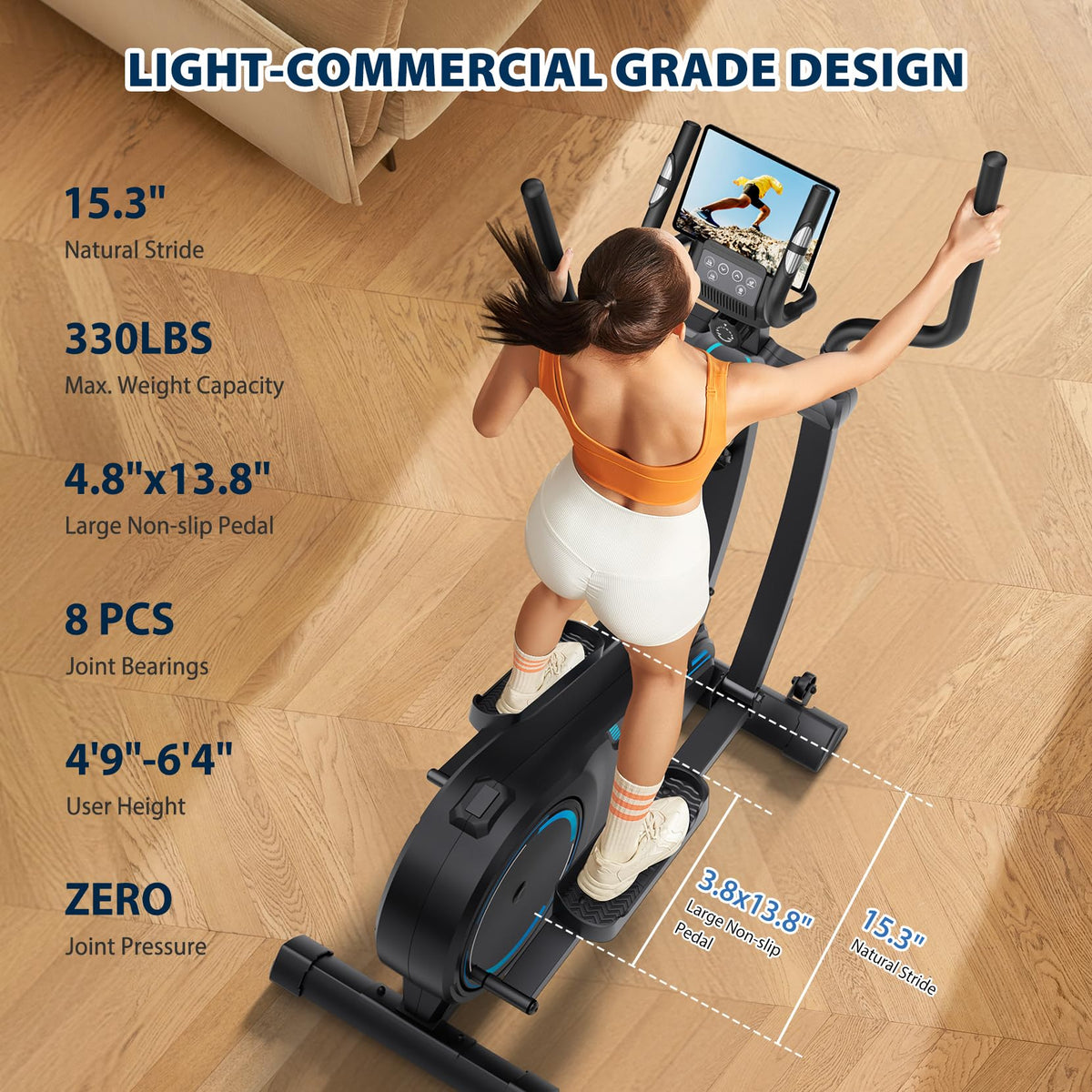 Dripex Exercise Machine Dripex Multifunctional LCD Monitor Hyper-Quiet Magnetic Elliptical Exe